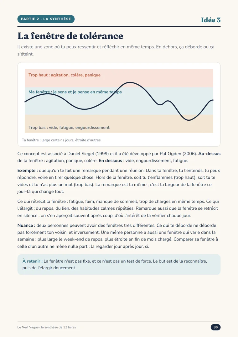 La page « La fenêtre de tolérance » du Nerf Vague